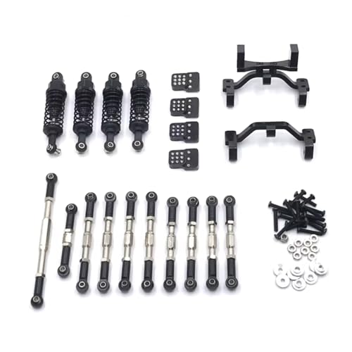 GTVNPOA Für WPL C14 C24 B14 B24 Für HengLong Für JJRC Für FeiYu Metall Hydraulische Stoßdämpfer Spurstange Servo Spurstangenhalter RC Auto Teile Ersatz RC Zubehör(Black) von GTVNPOA