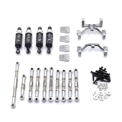 GTVNPOA Für WPL C14 C24 B14 B24 Für HengLong Für JJRC Für FeiYu Metall Hydraulische Stoßdämpfer Spurstange Servo Spurstangenhalter RC Auto Teile Ersatz RC Zubehör(Silver) von GTVNPOA