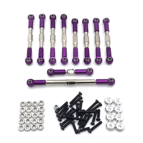GTVNPOA Für WPL C14 C24 B24 Für JJRC FY Für Henglong 1/16 Metall Zug Lenkstangensatz Fernbedienungsautozubehör Upgrade Ersatzverwendung RC Zubehör(Purple) von GTVNPOA