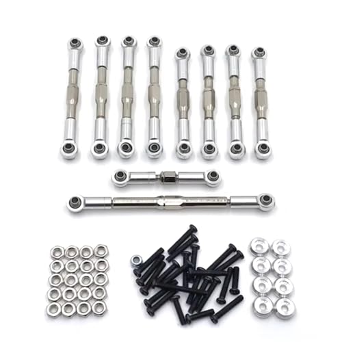 GTVNPOA Für WPL C14 C24 B24 Für JJRC FY Für Henglong 1/16 Metall Zug Lenkstangensatz Fernbedienungsautozubehör Upgrade Ersatzverwendung RC Zubehör(Silver) von GTVNPOA