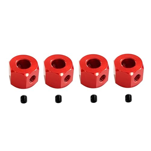 GTVNPOA Für WPL C14 C24 C34 B14 B24 B36 D12 Für MN D90 Für MN99S 4 Stücke 5mm Bis 12mm Metall Combiner Rad Hex Hub Adapter Koppler RC Auto Upgrade Teile RC Zubehör(Red) von GTVNPOA