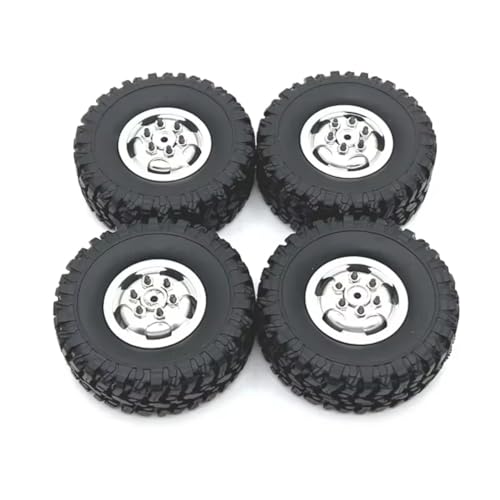 GTVNPOA Für WPL C14 C24 C34 C44 C54 B14 B24 Für MN D90 Für MN99S Für MN78 Für MN82 4 Stücke 67mm Metall Felge Gummi Reifen Reifen RC Auto Upgrade Teile RC Zubehör(Silver) von GTVNPOA