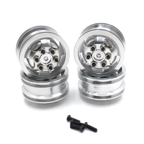 GTVNPOA Für WPL Für C14 C24 B14 B16 B24 B36 Für HengLong Für Jjrc RC Auto Reifen Und Räder RC Gummi Reifen Mit Aluminium Legierung Radnabe RC Zubehör(Silver) von GTVNPOA
