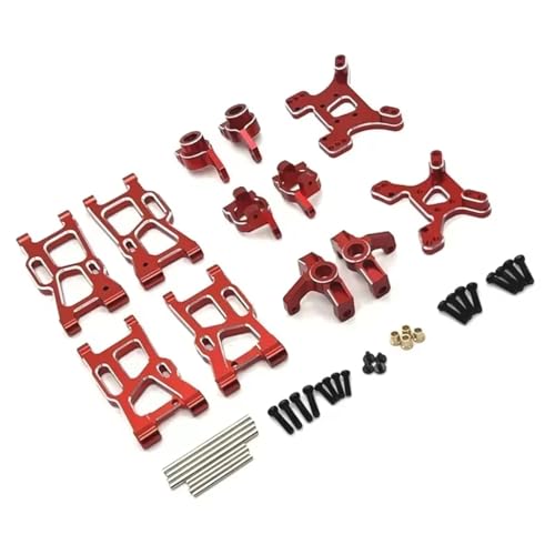 GTVNPOA Für Wltoys 144001 144010 124007 124008 124017 124019 Metall Aufhängungsarme Lenkbecher Nabenträger Dämpferturm Set RC Auto Upgrade Teile RC Zubehör(Red) von GTVNPOA
