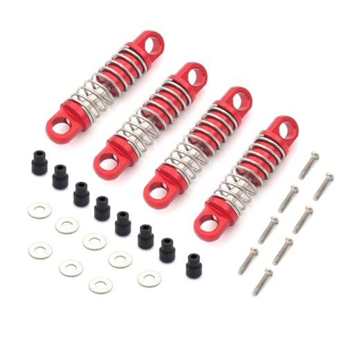 GTVNPOA Für Wltoys P929 P939 K969 K989 1/28 4-teiliges Metall-Stoßdämpfer-Ölhydraulik-RC-Auto-Stoßdämpfer-Upgrade-Zubehör RC Zubehör(Red) von GTVNPOA