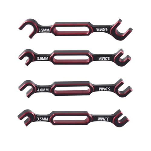 GTVNPOA RC Demontage Hilfs Allgemeine Teile RC-Auto 4-teiliger Schraubenschlüssel 3/3,2/3,5/3,7/4/5/5,5/6 Mm Spannschlossmutter Kugelgelenkentferner Für Universalwerkzeug RC-Auto Drohne Boot(Red) von GTVNPOA