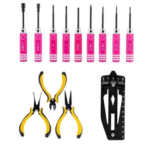 GTVNPOA RC Demontage Hilfs Für Universalteile RC-Auto 13-teiliges Reparaturwerkzeug-Set Für RC-Auto Mit Schraubendreher Steckschlüssel Pitch-Lineal In Aluminiumbox GTVNPOA RC Demontage Hilfs Für Universalteile RC-Auto 13-teiliges Reparaturwerkzeug-Set Für RC-Auto Mit Schraubendreher Steckschlüssel Pitch-Lineal In Aluminiumbox von GTVNPOA