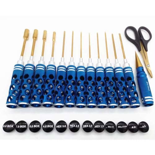 GTVNPOA RC Demontage Hilfs Für Universalteile RC-Auto 14-teiliges DIY-Fernbedienungsauto-Werkzeugset RC-Sechskantschraubendreher-Bit Stahlgriff-Steckschlüssel Torx-Schraubenkopf Reparaturgebrauch von GTVNPOA
