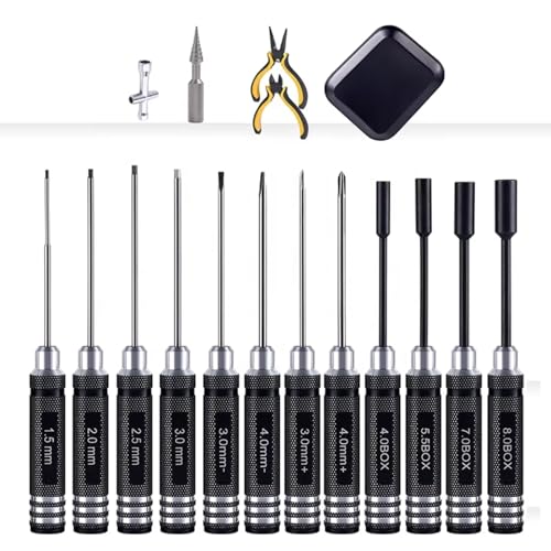 GTVNPOA RC Demontage Hilfs Für Universalteile RC-Auto 18-in-1 Sechskant-Kreuzschraubendreher-Set Geeignet Für RC Für Hobby-Spielzeugmodell Wartungs- Und Demontage-Toolkit(Black) von GTVNPOA