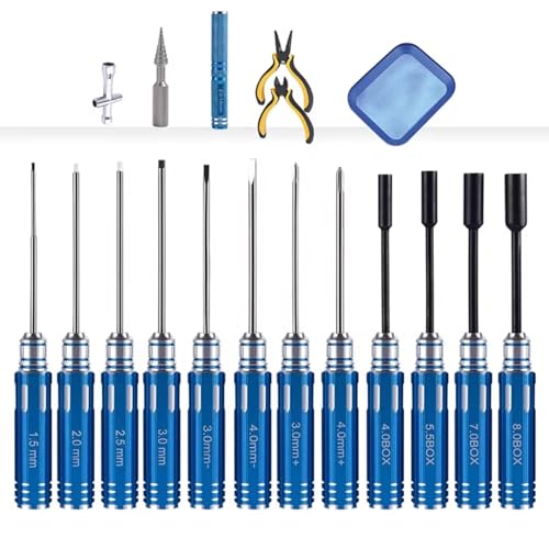 GTVNPOA RC Demontage Hilfs Für Universalteile RC-Auto 18-in-1 Sechskant-Kreuzschraubendreher-Set Geeignet Für RC Für Hobby-Spielzeugmodell Wartungs- Und Demontage-Toolkit(Blue) von GTVNPOA