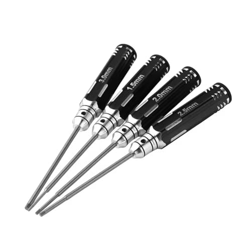GTVNPOA RC Demontage Hilfs Für Universalteile RC-Auto 4-teiliger Schraubendrehersatz 1,5 2,0 2,5 3,0 Mm Sechskantwerkzeuge Für RC-Auto-Entfernungswerkzeuge(Black) von GTVNPOA