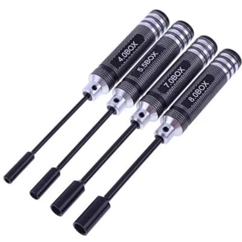 GTVNPOA RC Demontage Hilfs Für Universalteile RC-Auto 4-teiliges/Set RC-Werkzeug-Sechskantschraubendreher-Set Titanbeschichtung Gehärteter 4,0 5,5 7,0 8,0 Mm Schraubendreher(Black) von GTVNPOA