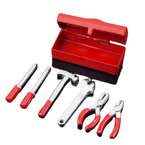 GTVNPOA RC Demontage Hilfs Für Universalteile RC-Auto-Werkzeugkasten-Zubehörset Für RC-Auto-LKW Für Rock Crawler-Schraubenschlüssel Für Hammer-Schraubendreher-Werkzeugkasten(Red) von GTVNPOA