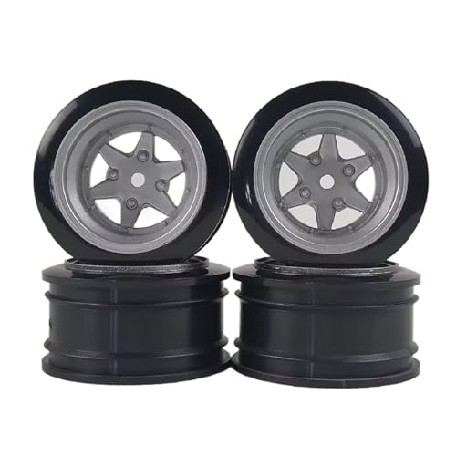 GTVNPOA RC Reifen Set Naben Für Hobby 4 Stück 6 Mm Offset RC Auto Maßstab 1:10 Kunststoffräder Felgen 12 Mm Mutter Drift On Road Touring Für Modell(White) von GTVNPOA