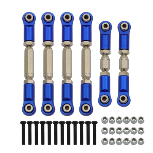 GTVNPOA RC Zubehör Für Arrma Für Granite Für Senton Für Vorteks Für Typhon Für Big Rock 1/10 RC Auto Upgrade Teile Metall Spurstangen Linkage Links Set RC Auto Zubehör(Blue,Size 1) von GTVNPOA