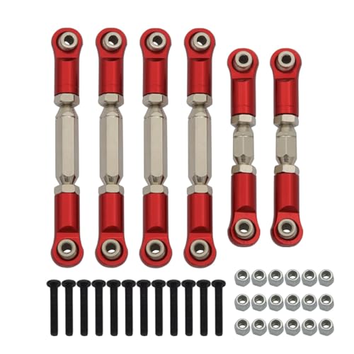 GTVNPOA RC Zubehör Für Arrma Für Granite Für Senton Für Vorteks Für Typhon Für Big Rock 1/10 RC Auto Upgrade Teile Metall Spurstangen Linkage Links Set RC Auto Zubehör(Red,Size 1) von GTVNPOA