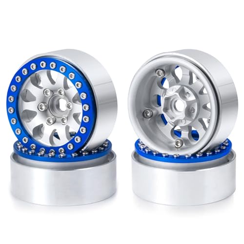 GTVNPOA RC Zubehör Für Axial Für SCX10 CC01 D90 1/10, 4 Stück, 1,9 Zoll Beadlock-Felgen, Naben, RC Crawler, Auto, LKW, Upgrade-Teile, Modifiziertes Zubehör(Blue) von GTVNPOA