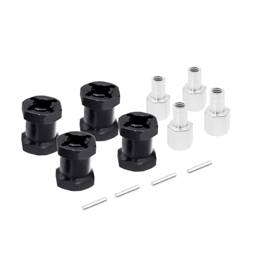 GTVNPOA RC Zubehör Für Axial Für SCX10 D90 Für AX10 CC01 F350 12mm Hex Radnabe Stick Adapter 12/15/20/25mm Verlängerung Combiner 1/10 RC Auto Crawler Teile Zubehör(Black,15mm) von GTVNPOA