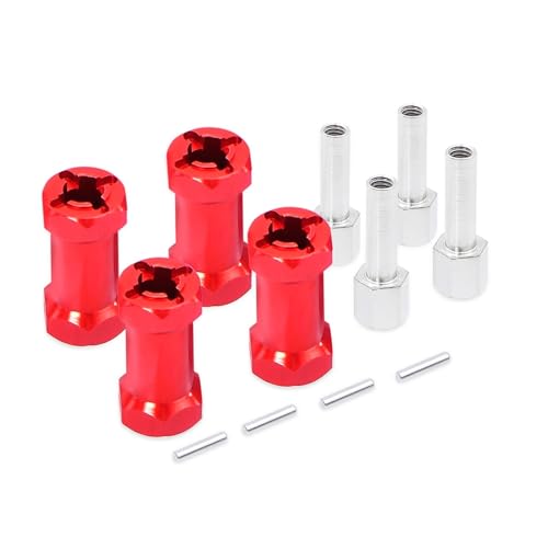 GTVNPOA RC Zubehör Für Axial Für SCX10 D90 Für AX10 CC01 F350 12mm Hex Radnabe Stick Adapter 12/15/20/25mm Verlängerung Combiner 1/10 RC Auto Crawler Teile Zubehör(Red,25mm) von GTVNPOA