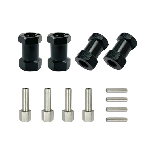 GTVNPOA RC Zubehör Für Axial Für SCX10 F350 D90 AX10 CC01 1/10 12mm Hex Radnabe Stick Adapter 12/15/20/25mm Verlängerung Combiner Koppler RC Crawler Auto Zubehör(Black,20mm) von GTVNPOA