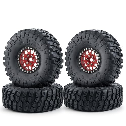 GTVNPOA RC Zubehör Für Axial Für SCX10 Für TRX-4 1/10 RC Crawler Auto Upgrade Teile 1,9 Zoll Metall Beadlock Rad Felgen Naben 120mm Gummi Reifen Modifikation Zubehör(Set 1) von GTVNPOA