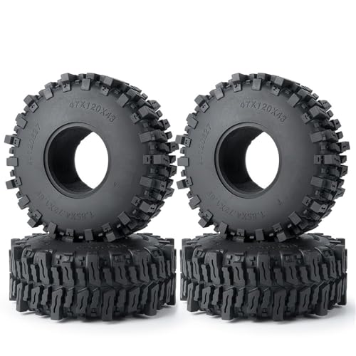 GTVNPOA RC Zubehör Für Axial Für SCX10 III Für AXI03007 AXI03004 Für Capra Für TRX-4 1/10 RC Auto Für Monster Truck Auto Teile 1,9/2,2 Zoll Gummi Reifen Rad Reifen(1.9inch 4Pcs) von GTVNPOA