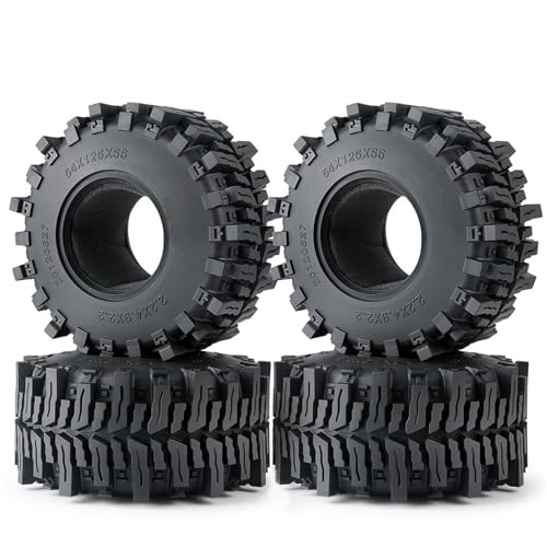 GTVNPOA RC Zubehör Für Axial Für SCX10 III Für Capra Für TRX-4 1/10 RC Auto Für Monster Truck Upgrade Teile 2,2 Zoll Gummi Reifen Rad Reifen Mit Schaum Auto Zubehör(125mm 2) von GTVNPOA