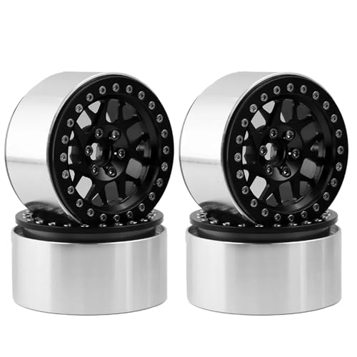 GTVNPOA RC Zubehör Für Axial Für SCX10 RR10 Für Wraith Für TRX4 TRX-6 1/10 Metall 2,2 Beadlock Felge Dekoration Änderung RC Crawler Auto Zubehör(Black) von GTVNPOA