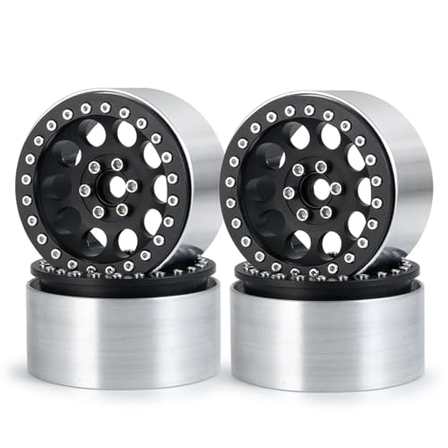 GTVNPOA RC Zubehör Für Axial Für Wraith 90048 RR10 Für TRX-4 1/10 4Pcs 2,2 Zoll 35mm Verbreitert Beadlock Rad Felgen Naben RC Crawler Auto Upgrade Teile(Black) von GTVNPOA