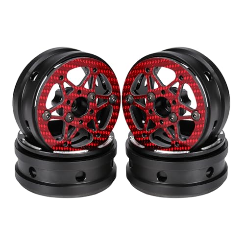 GTVNPOA RC Zubehör Für Capra Für TRX4 Für SCX10 Für PRO Für VS4 Für Gspeed Für V4 Für Comp Für Builds Für LCG 1,9 Zoll Beadlock Räder Felgen Für 1/10 RC Crawler DIY(Red,A) von GTVNPOA