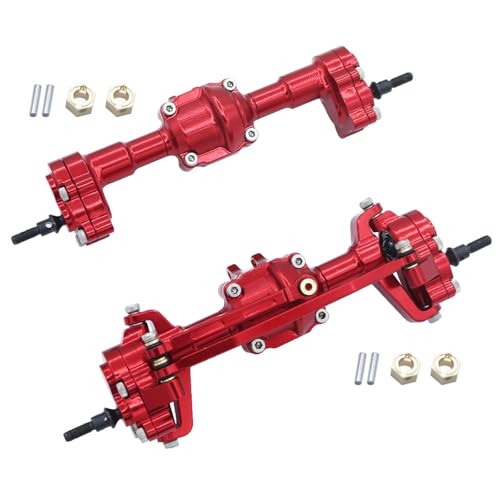 GTVNPOA RC Zubehör Für FMS 1/24 K5 Für Fcx24 Für Power Wagon Ersatz RC Autozubehör Komplette Vordere Hintere Portalachse RC Crawler Auto Upgrade Teile(Red,Set) von GTVNPOA