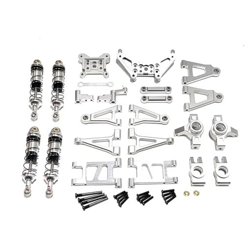 GTVNPOA RC Zubehör Für MJX Für Hyper Go 1/14 14301 14302 14303 RC Autozubehör Metallstoßdämpfer Schwinge Lenkbecher Aufhängungsarme Hinterradnaben Upgrade RC Autoteile(Silver) von GTVNPOA