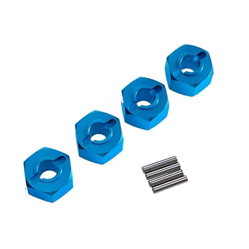 GTVNPOA RC Zubehör Für MJX Für Hyper Go 1/16 H16 H16BM H16PL 16207 16208 16209 16210 1/14 14301 14302 14303 14209 14210 H14BM 4 Stücke RC Auto Metall 12 Mm Rad Hex Hub Adapter(Blue) von GTVNPOA