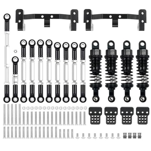 GTVNPOA RC Zubehör Für MN D90 Für MN99S MN91 MN96 MN98 1/12 Stoßdämpfer Metall Chassis Link Stange Zugstange Halterung Halter Set RC Auto Upgrades Teile Dekoration Zubehör(Black) von GTVNPOA