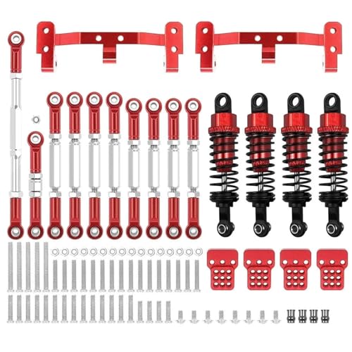 GTVNPOA RC Zubehör Für MN D90 Für MN99S MN91 MN96 MN98 1/12 Stoßdämpfer Metall Chassis Link Stange Zugstange Halterung Halter Set RC Auto Upgrades Teile Dekoration Zubehör(Red) von GTVNPOA