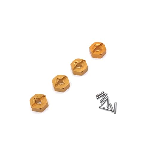 GTVNPOA RC Zubehör Für WLtoys 1/14 144010 144001 144002 1/12 124016 124017 124018 124019 1/18 A949 A959 A959-B A969 A979 K929 4 Stücke Metall 12mm Hub Adapter RC Auto Teile(Yellow) von GTVNPOA