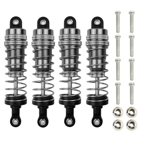 GTVNPOA RC Zubehör Für WLtoys 144001 144002 144010 124007 124008 124016 124017 124018 1240190 4 Stück Metall Öl Stoßdämpfer Dämpfer RC Auto Upgrade Teile(Grey) von GTVNPOA