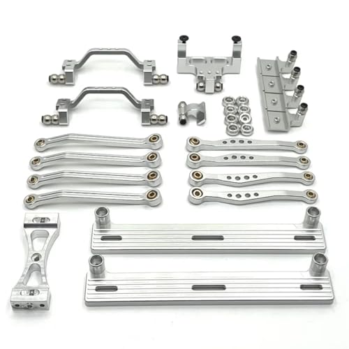 GTVNPOA RC Zubehör Für WPL C64 C64-1 1/16 Metall Für Chassis Link Stange Zugstange Montieren Seite Pedal Shock Mount Set RC Auto Upgrade Teile Modifiziertes Zubehör(Silver) von GTVNPOA