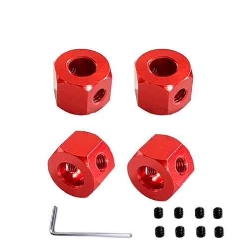 GTVNPOA RC Zubehör Für WPL D12 B14 B14K B16 C14 C24 Für MN D90 D91 Für MN86 MN90 MN90K Truck Modifiziertes Upgrade RC Autoteile Metalladapter 5 Mm Auf 12 Mm Adapter Dekoration(Red) von GTVNPOA