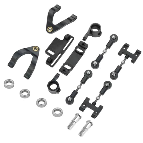 GTVNPOA RC Zubehör Für WPL D12 D22 D32 D42 Metall Lenkung Tasse Oberen Unteren Arm Lenkung Slider Drehen Block Link Stange Kit 1/10 RC Auto Upgrade Teile Zubehör(Black) von GTVNPOA