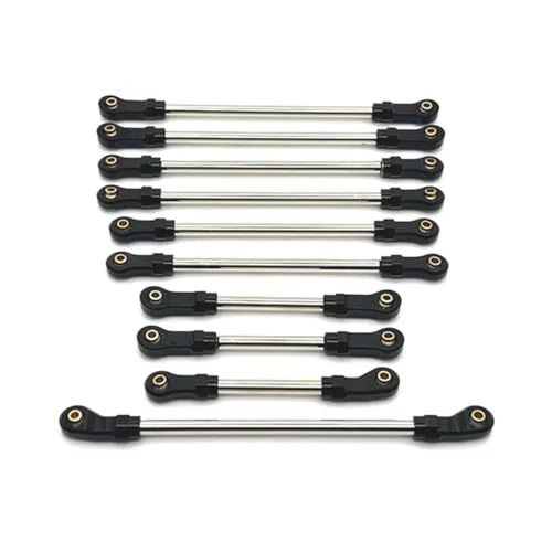GTVNPOA RC Zubehör Für Wltoys 104006 104010 104020 104026 1/10 10 Stück Metallverbindungsstange, Verstellbare Lenkstange, RC-Auto-Upgrade-Teile, Zubehör(Black) von GTVNPOA