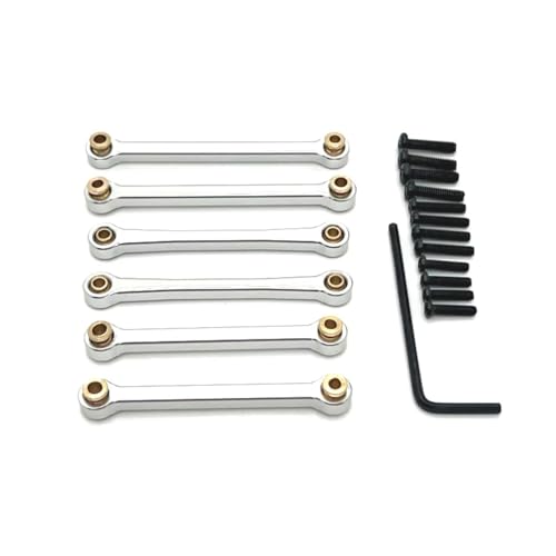 GTVNPOA RC Zubehör Für Wltoys 144016 144018 1/14 RC Auto Metall Lenkung Link Stange Spurstange Linkage Set Upgrade DIY Teile Geändert Zubehör(Silver) von GTVNPOA