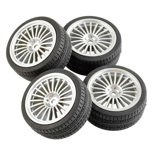 RC Reifen Set Naben Für Tamiya Für TT01 TT02 XV01 TA06 PTG-2 Für HPI WR8 Für Kyosho Für HSP 1/10 RC Für Racing Auto Reifen Auf Road Touring Drift Auto Reifen Rad(White,D) von GTVNPOA