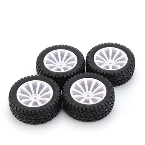 RC Reifen Set Naben Für Wltoys 144001 Für Traxxas Für Trx4 4PCS 75mm Rad Off Road 12mm Hex Bunte Felge Reifen Für 1/10 1/14 1/16 RC Für Racing Autos(White) von GTVNPOA