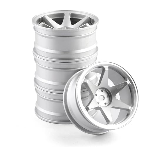 RC Zubehör Für HPI Für Kyosho Für Sakura D5 Für HSP 94122 94123 CS D4 Für TT02 Für Tamiya 1/10 Drift Hub On-Road Drift Auto Metall Rad Hub Klettern Auto Felge RC Auto Teile(Silver) von GTVNPOA