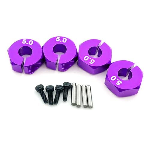 RC Zubehör Für HSP Für Tamiya Für SCX10 Für Slash 5/6/7mm Dicke Rad Hex 12mm Antriebsnaben Mit Pins Schrauben Ersatz RC Crawler LKW Auto Teile Zubehör(Purple,5mm) von GTVNPOA