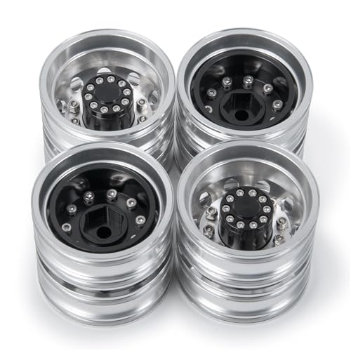 RC Zubehör Für Tamiya 1/14 2/4 Stück Aluminiumlegierung 10 Speichen Hinterradfelgen Nabe RC Anhänger Traktor LKW Automodell Upgrade Teile Modifikation Autozubehör(Size 4pcs) von GTVNPOA