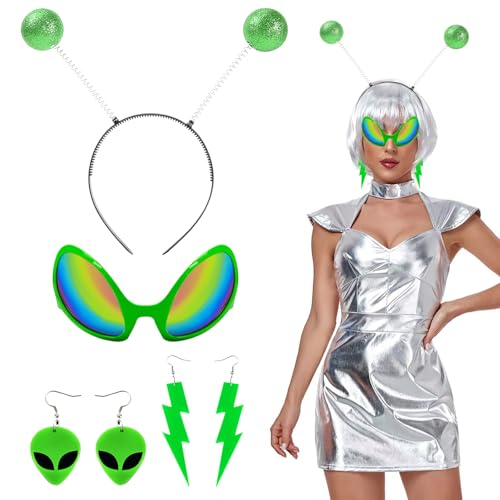 GTYARYUA Alien Kostüm Set, Alien Kostüm Accessoires, Alien Cosplay Kostümzubehör, Alien Haarreif+Alien Brille+Alien Ohrringe, Alien Kostümzubehör für Karneval, Thema Party, Cosplay GTYARYUA Alien Kostüm Set, Alien Kostüm Accessoires, Alien Cosplay Kostümzubehör, Alien Haarreif+Alien Brille+Alien Ohrringe, Alien Kostümzubehör für Karneval, Thema Party, Cosplay von GTYARYUA