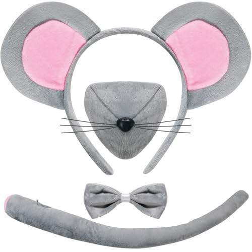 GTYARYUA Rat Costume, Ratten Kostüm, Maus Haarbänder Nase Fliege Schwanz Tier Kostüm Zubehör, Mäuseohren Haarreif, Maus Kostüm Set, Tier Kostüm Set, für Kinder Cosplay Karneval Party Supplies (A) GTYARYUA Rat Costume, Ratten Kostüm, Maus Haarbänder Nase Fliege Schwanz Tier Kostüm Zubehör, Mäuseohren Haarreif, Maus Kostüm Set, Tier Kostüm Set, für Kinder Cosplay Karneval Party Supplies (A) von GTYARYUA