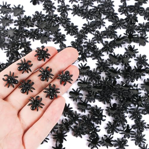 Kleine Spinnen, 100 PCS Halloween Deko Spinnen, Schwarz Minispinne, Halloween Deko Gruselig, für Halloween-Karnevals-Miniaturgartenlandschaftsbedarf von GTYARYUA